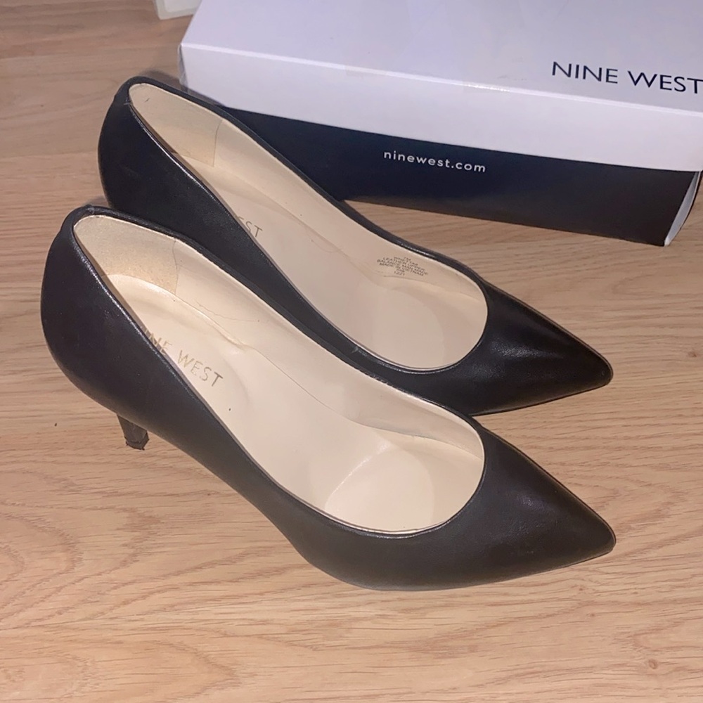 Black leather heels